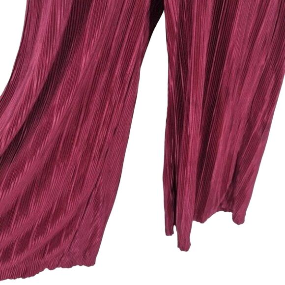 Anthropologie Maeve Sonata Wine Pleated Wide Leg Cropped Jumpsuit Size 4 - Picture 4 of 8